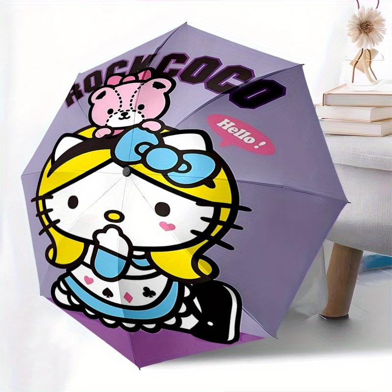 Hello Kitty, Rock Coco Automatic opening and closing folding umbrella with 8 rib frame and compact travel design, perfect for all occasions