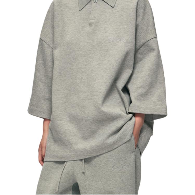 Fear of God Essentials SS26 Фирменное укороченное поло 90-х Бетонный меланж Удобное минималистичное повседневное поло Унисекс топы 125SP264422F