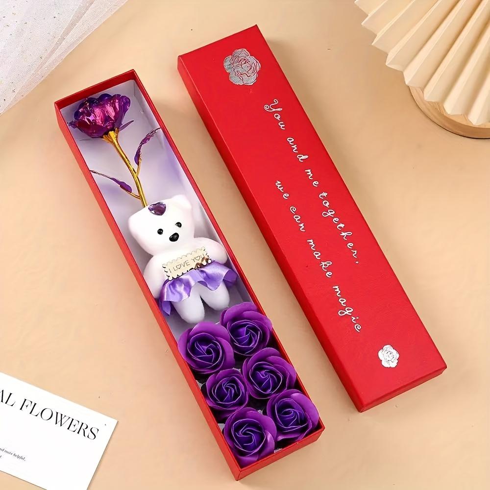 Creative Gift Box with Plush Bear And Artificial Roses - Ideal for Weddings, Birthdays, And Special Occasions, Romantic Gift Box|Playful Design
