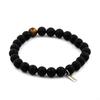 Stones and Minerals. Matte Black Onyx + Tiger Eye 8mm Bead Bracelet. Made In France.