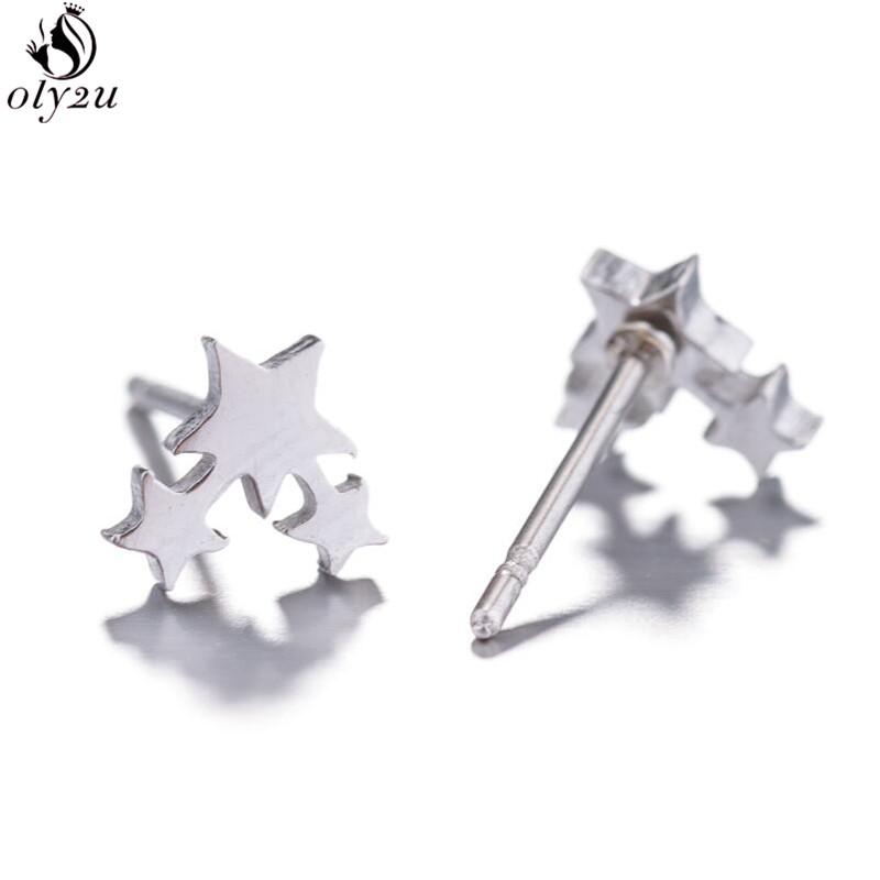Simple Yoga Om Earring Ball Star Tree Cross Bicycle Stainless Steel Stud Earrings for Women Men T Bar Ear Piercing Gift