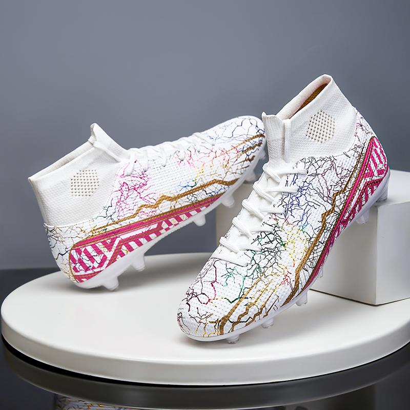 Футбольные бутсы Высокие эластичные носки Рот, кожаное ограждение Газонная резина с короткими ногтями Футбольные бутсы Детские футбольные бутсы большого размера