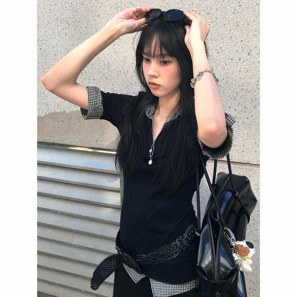 Женские футболки, топы, шикарные, контрастные, клетчатые, повседневные, модные