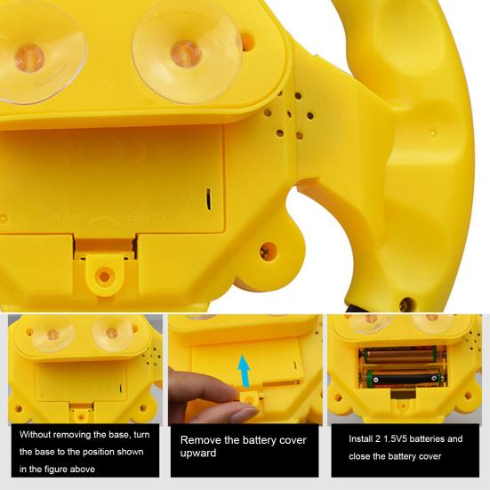 Kids Steering Wheel Toy with Suction Cup Music 360 Degrees Rotatable Toddlers Car Driving Simulation