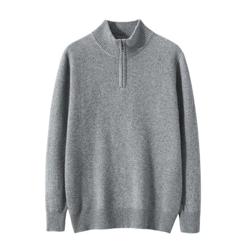 Новая универсальная кашемировая рубашка, вязаный пуловер на молнии с полувысоким воротником, верхняя одежда, теплый и приятный к коже свитер