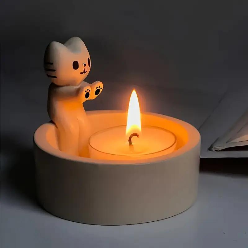 Cartoon Kitten Candle Holder Cartoon Kitten Candle Holder Valentine's Day Cat Warm Decoration