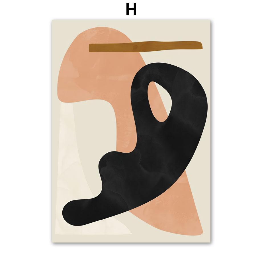 Постеры на скандинавскую тему и принты, абстрактные линии фигур, кривая геометрия, настенная живопись на холсте, настенные картины для декора гостиной