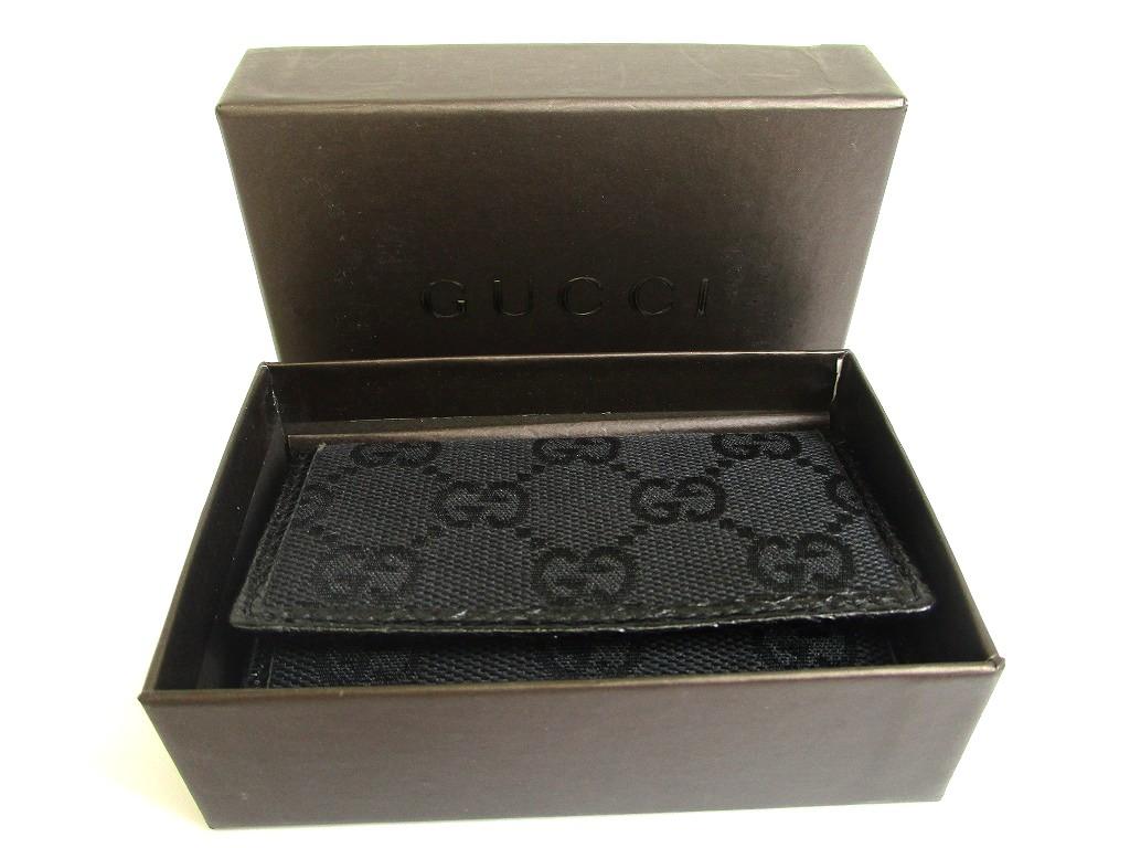 Оригинальный брелок GUCCI GG из черной канвы и кожи, 6 подвесок #a768 Восстановленный