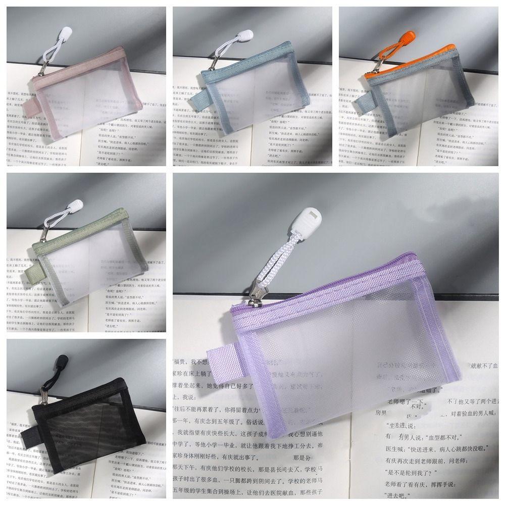 Change Storage Bag Mesh Zipper Bag Cosmetic Bag Small Item Bag Clear Mesh Bag Card Bag Data Cable Storage Bag