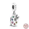 925 Sterling Silver Artist's Palette Dangle Charm Fit Bracelets Women Diy Jewelry Making
