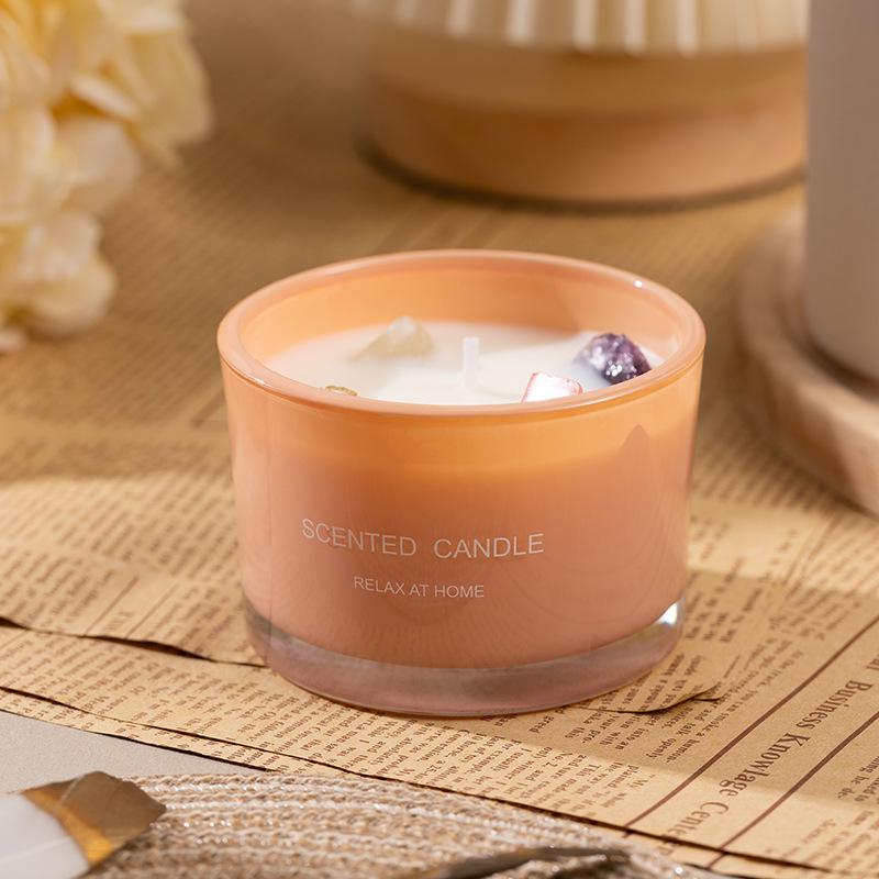 Colored Crystal Stone Aromatherapy Candles - Soy Wax Scented