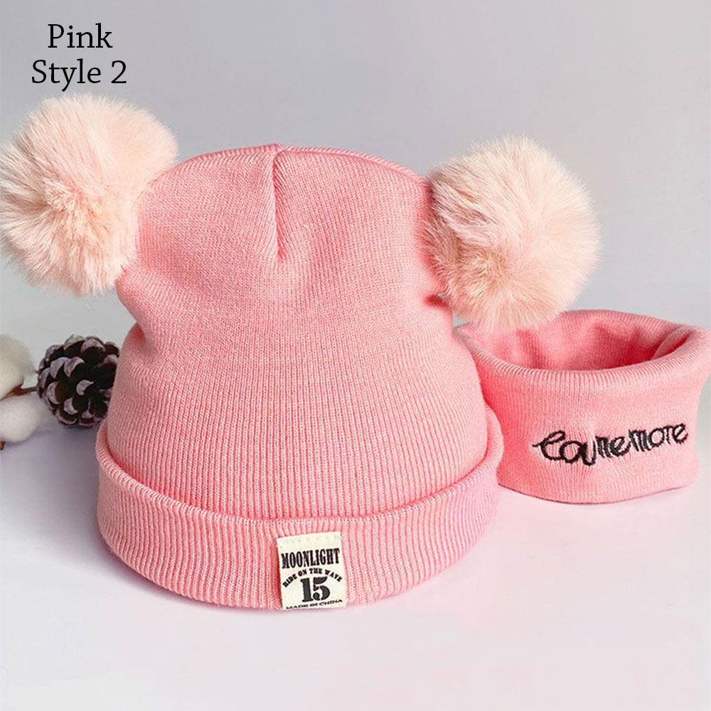 Windproof Baby Beanie Cap Ear Protection Hat Scarf Set Winter Kids Knitted Hat Toddler