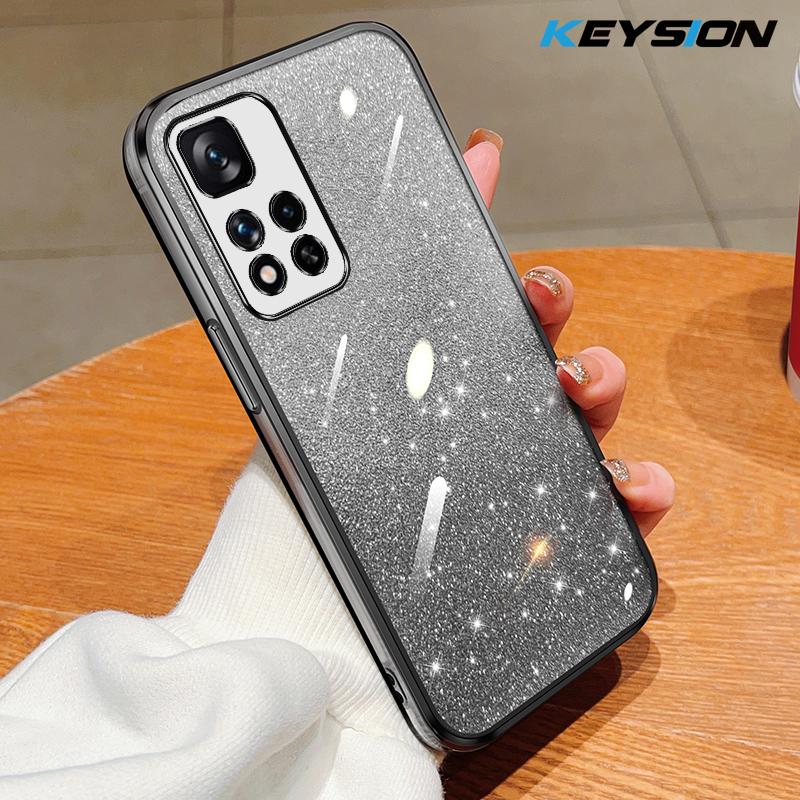 KEYSION Роскошный чехол-бампер с покрытием и блестками для Redmi Note 11 Pro 11S 5G 11 Pro+ 5G, прозрачный, из мягкого ТПУ, противоударный