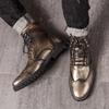 Высококачественные мужские повседневные кожаные ботильоны на шнуровке, британские рыцарские ботинки, уличные нескользящие элегантные кожаные ботинки на платформе в стиле панк