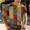 Summer Men Clothes Short Sleeve Button Henry's Shirt Men Fashion Casual Elasticity Comfortable T Shirt Fitness Tops T Shirt