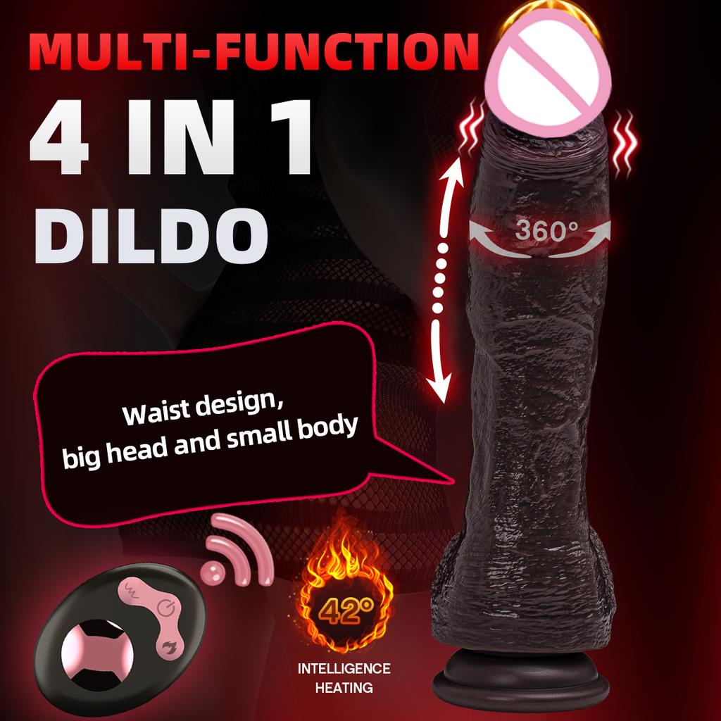 Реалистичный черный дилдо вибратор беспроводной пульт вращающийся пенис присоска телескопические вибрирующие дилдо член секс-игрушки для женщин