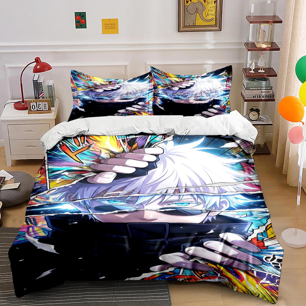 Anime Character Bedding Set with Colorful Design Bedding set (1 duvet cover, 2 pillowcases, duvet not included)