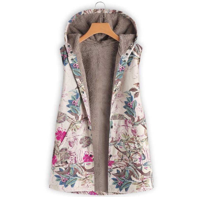 Женское осенне-зимнее пальто-жилет без рукавов с хлопковым капюшоном и карманом, повседневная куртка, свободное весенне-зимнее пальто без рукавов