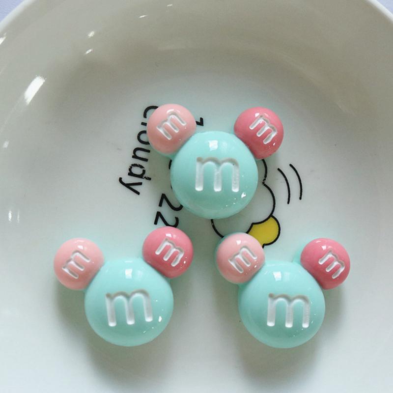 10 Pcs New Cute Bright Surface Cartoon M Beans Colour Candy Resin Scrapbook Diy Jewelry Children Party Hairpin Accessories A88