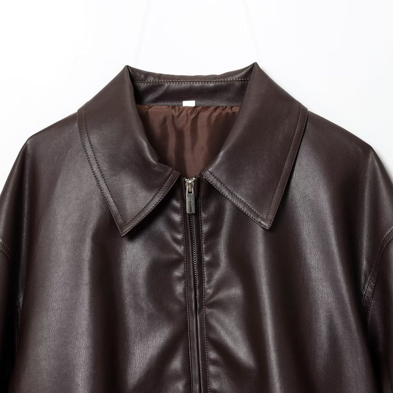 Araltay New Arrival Fashion Style Women's Clothing Fashion All-Match Minimalist Imitation Leather Pilot Jacket Outwear 4341736