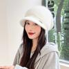 Rabbit Fur Blended Stacking Hat Women's Autumn and Winter Big Head Circumference Warm Wool Hat Versatile Bag Head Duck Tongue Knitted Hat