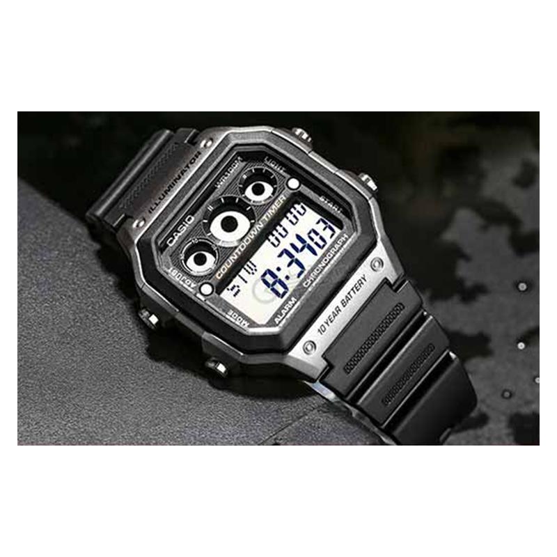 Casio Серия STANDARD Классические Ретро Маленькие Квадратные Десять Лет Электрические Водонепроницаемые Кварцевый Механизм Ремешок из Смолы Японские и Корейские Часы AE-1300WH-8A