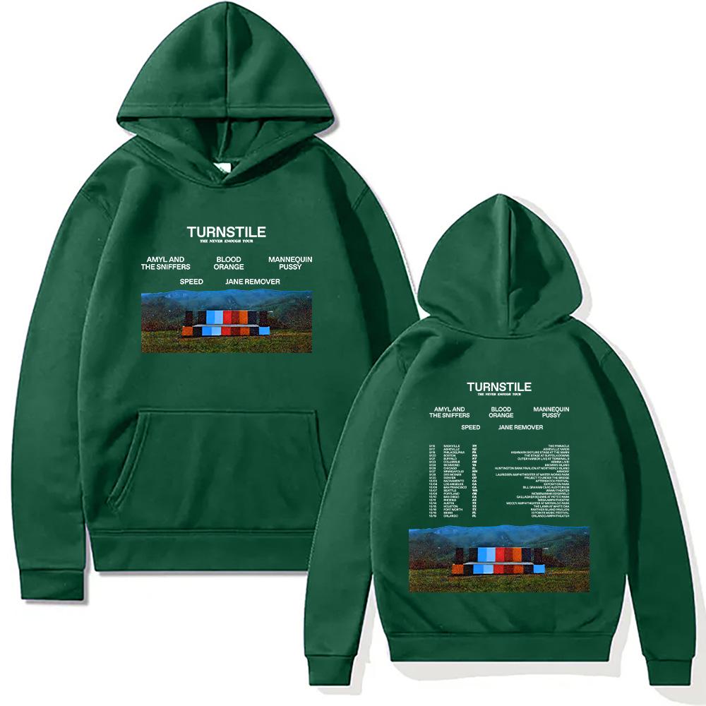 Толстовки Turnstile Band Turnstile The Never Enough Tour 2025 Свитшот Унисекс Хип-хоп Рок Уличные Пуловеры Двусторонние Уличная одежда