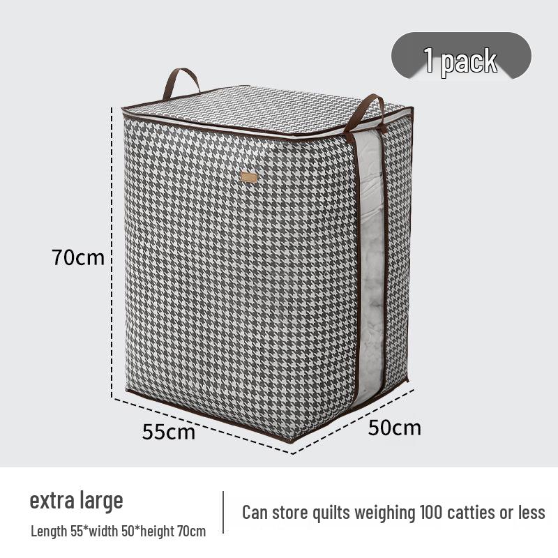 Сумка для хранения одеял в клетку «гусиная лапка» большой вместимости, влаго- и плеснестойкая, нетканая сумка для переезда