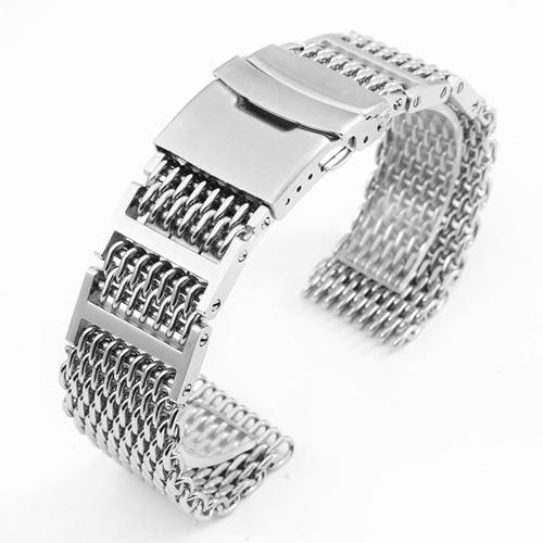 Solid Stainless Steel Watchband 20mm 22mm 24mm Silver Black Strap Replacement Metal Strap for Men's Watch Accessories