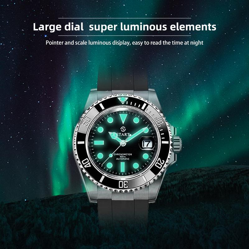 Start Men's Watch Diving Watch Luminous Waterproof Automatic Mechanical Watch Calendar Function Sports Men's Watch