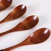 5 Pcs Natural Wooden Soup Spoon Set Food Grade Heat Resistant Ellipse Ladle for Home Kitchen Cooking Tableware