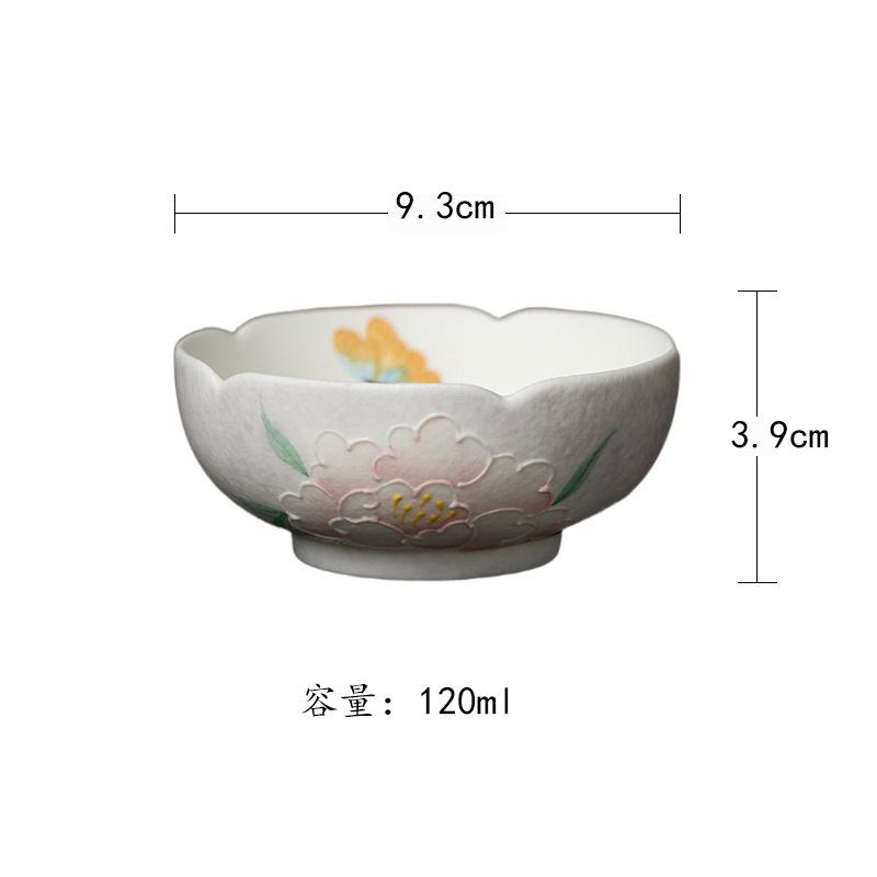 120ml Hand-painted Peony Teacup Boutique Tea Bowl Beautiful Tea Cup Tea-tasting Fragrance Cup Jianzhan Master Cups For Tea Craft