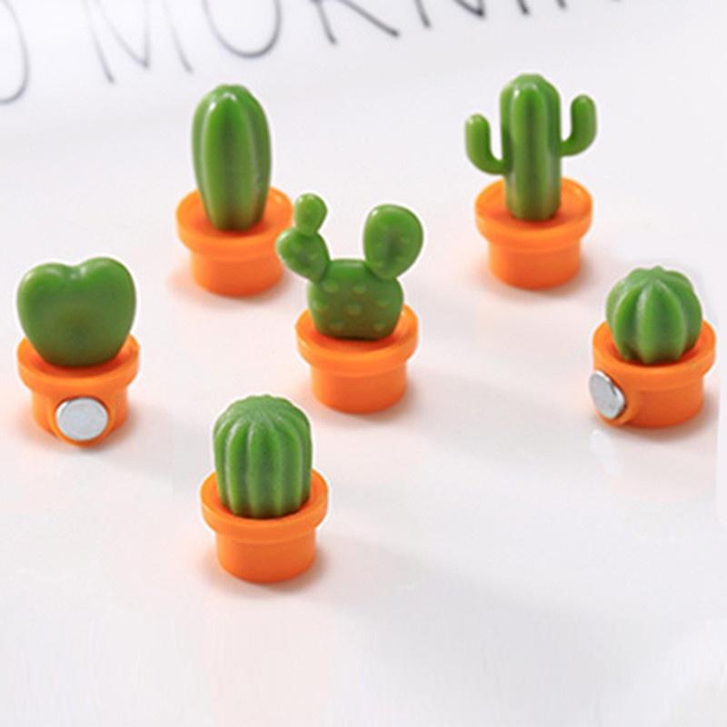 6pcs Cute Succulent Plant Magnet Button Cactus Refrigerator Message Sticker Kitchen Restaurant and