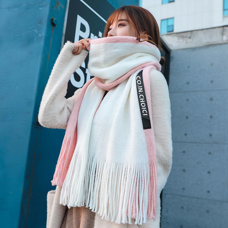 Scarf Female Winter Korean Version of All-match Autumn and Winter Students Cute Thickening Couple Shawl Ladies Bib