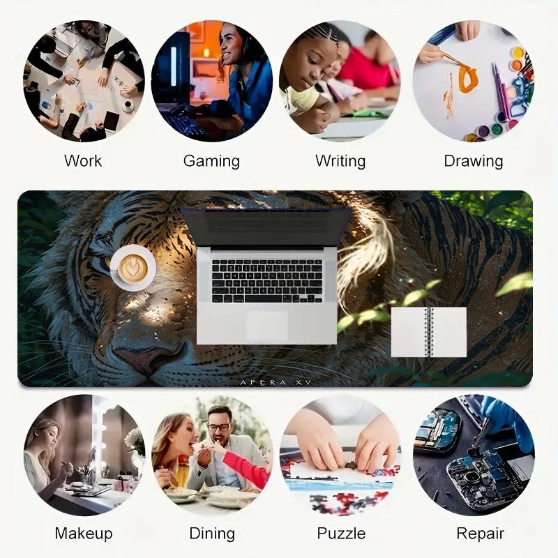 Tiger Art Xl Gaming Mouse Pad Nonslip Rubber Base Stitched Edge Waterproof Desk Mat For Pc Laptop Gamer Office Computer Accessories C929389