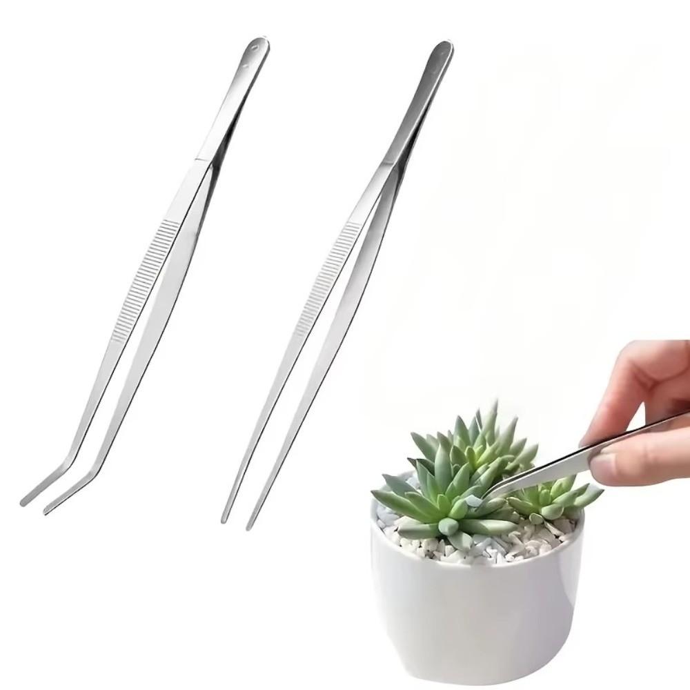 27cm Stainless Steel Tweezers Long Handle Curved Cooking Clamps Aquarium Clean Tweezers Fish Tank