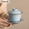 160ml Handamde Ru Kiln Ceramic Gaiwan Can Nourish Gold Wire Vintage Tea Tureen Household Tea Making Cover Bowl Tea Items Craft