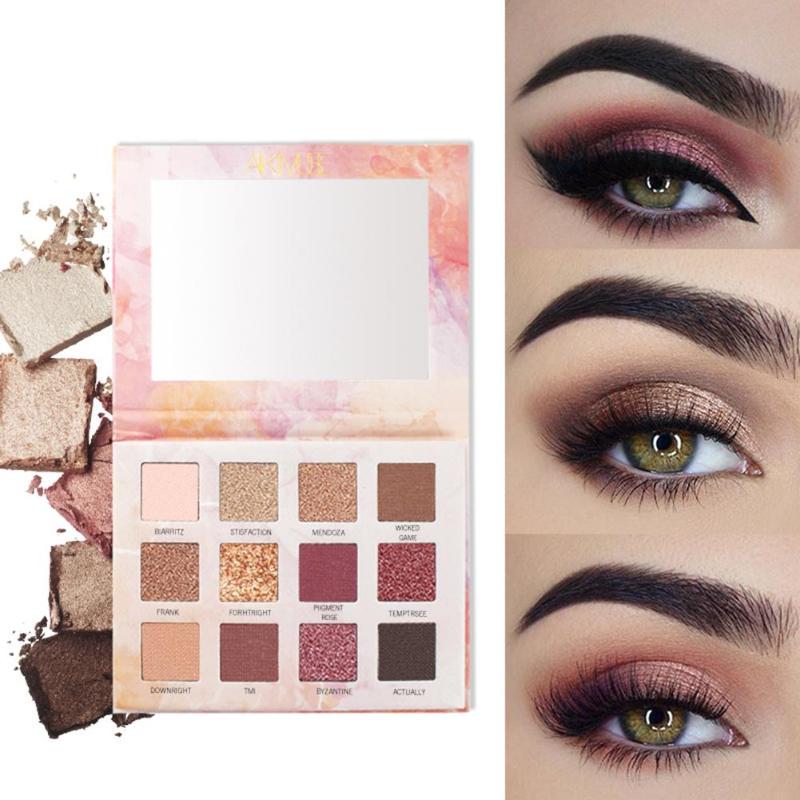 12-цветная палитра теней для век с блестками, долговечные матовые, металлические мерцающие тени для век, водонепроницаемые