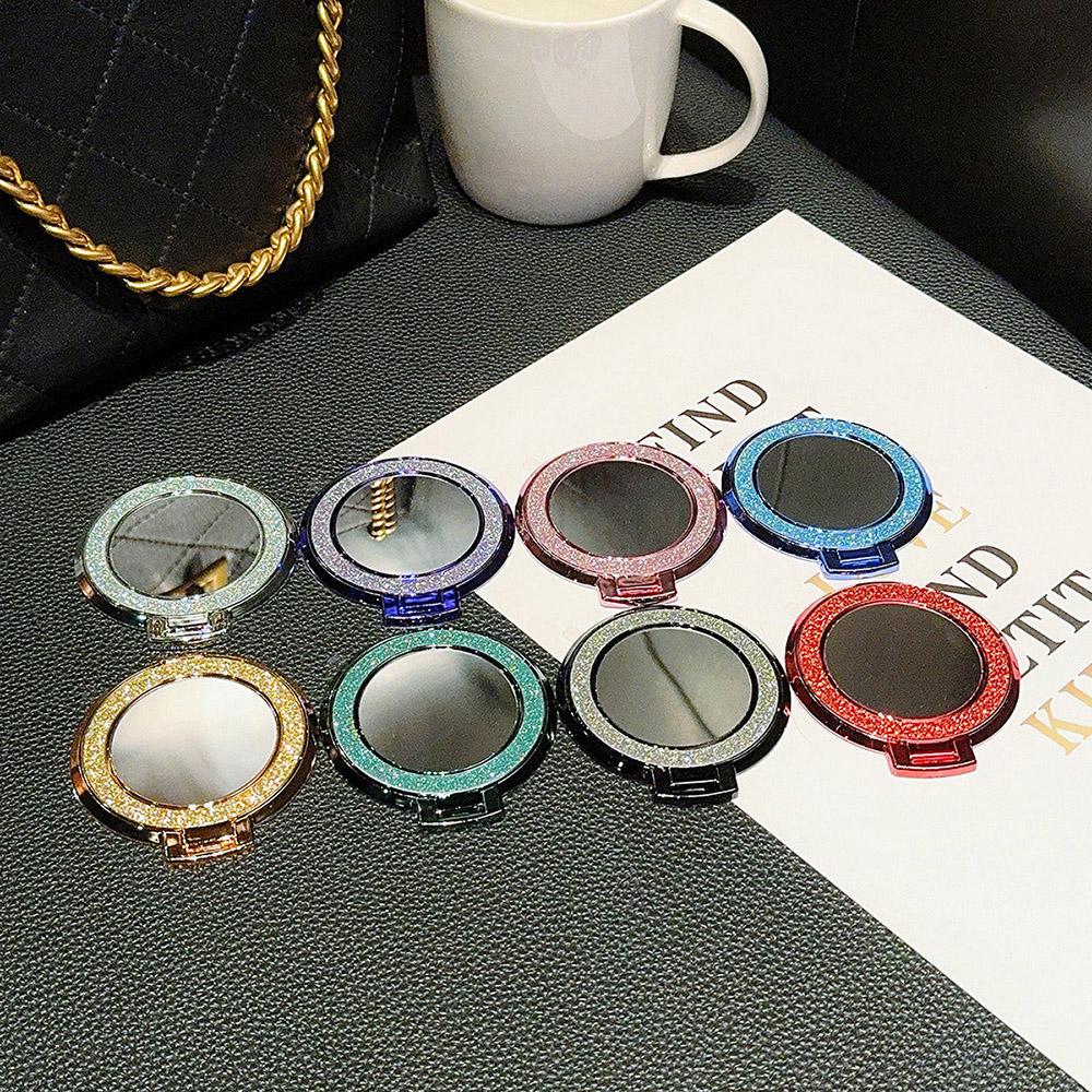 Гальванический блестящий магнитный держатель для мобильного телефона складной держатель для кольца на палец с пряжкой на липкой основе подставка для макияжа зеркало