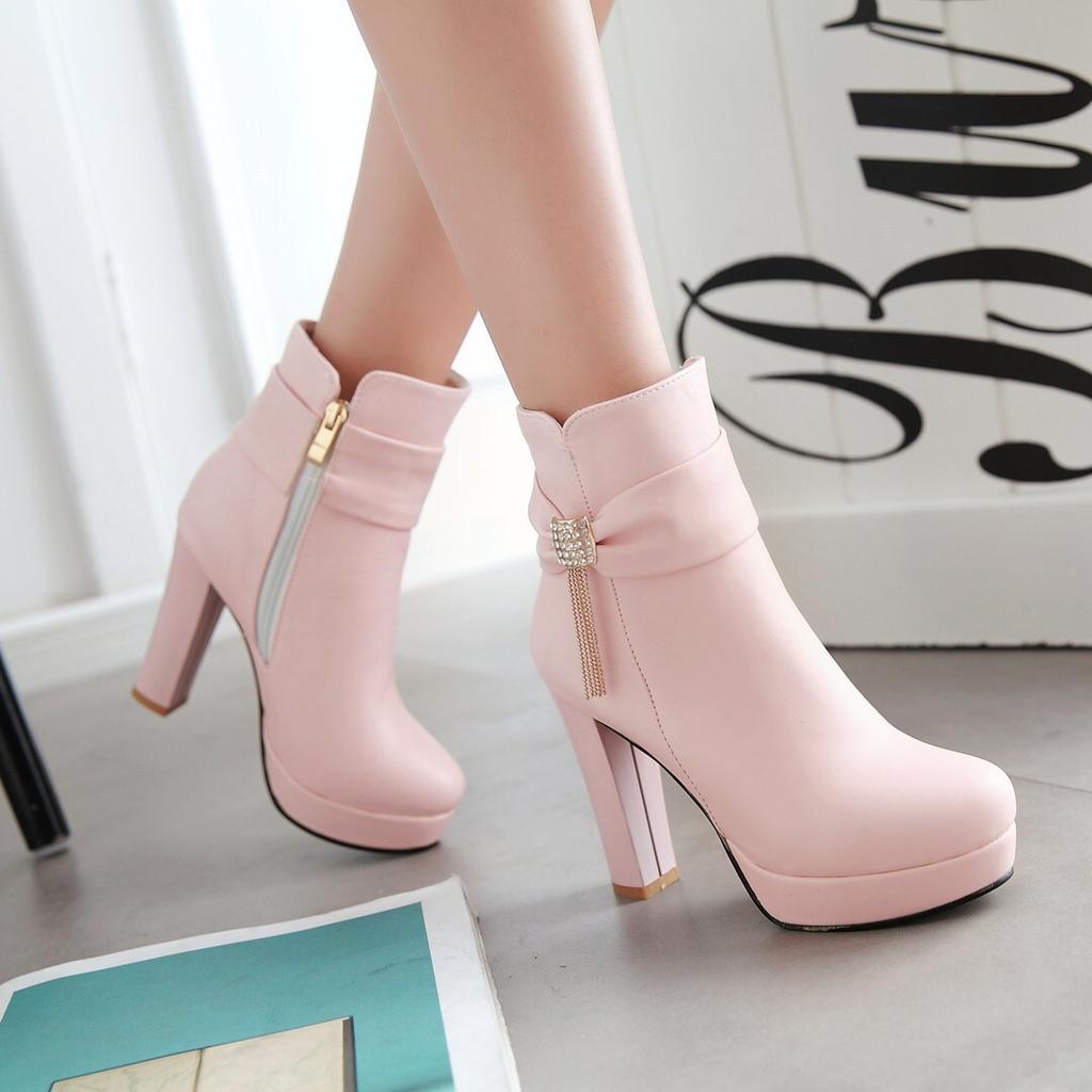 Short Boots Women's New Women's Shoes European and American High-heeled Short Boots Large-size Women's Boots