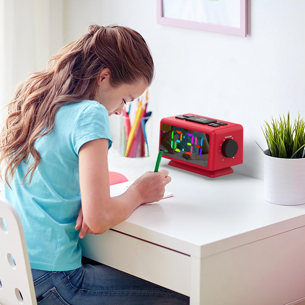 Colorful Digital Alarm Clock with 7 Colors and 4 Color Changing 5""  Dimmable Large LED Display