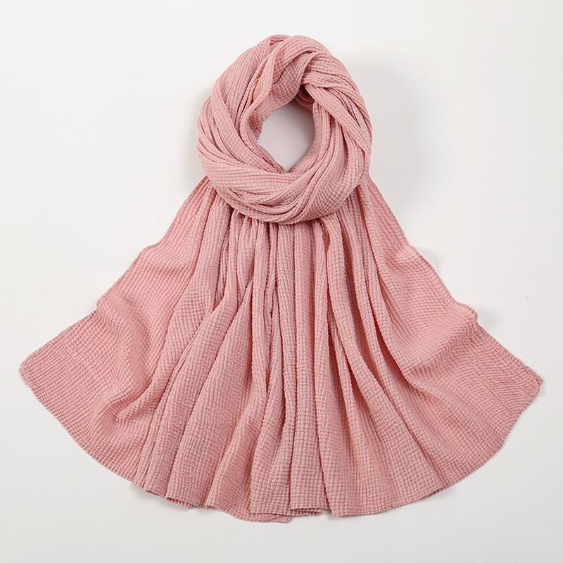 Новый жатый хлопковый хиджаб-шарф женский тюрбан мусульманская шаль однотонная бандана дышащие женские шали фуляр блестящие хиджабы Рамадан