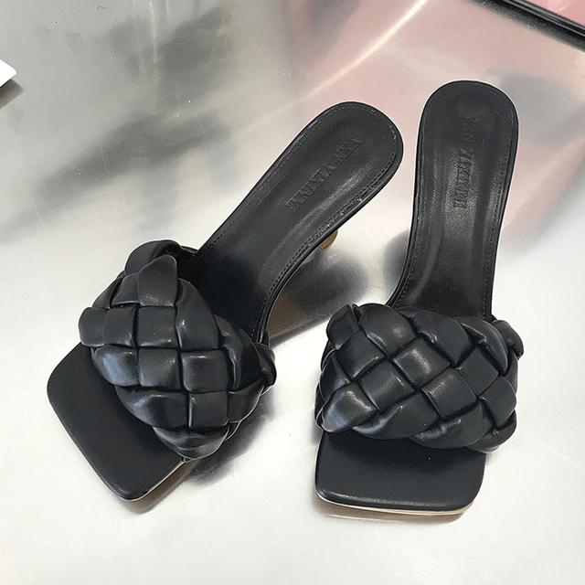 Сексуальные тапочки, женские сандалии на среднем каблуке, брендовые туфли-лодочки, новые летние трендовые модные шлепанцы, туфли с квадратным носком, повседневные женские шлепанцы