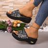 Thick-bottomed Cool Slippers for Women's Outer Wear Summer New Fashion Slope Heel One-word Drag for Women's Casual Sequins Beach Sandals