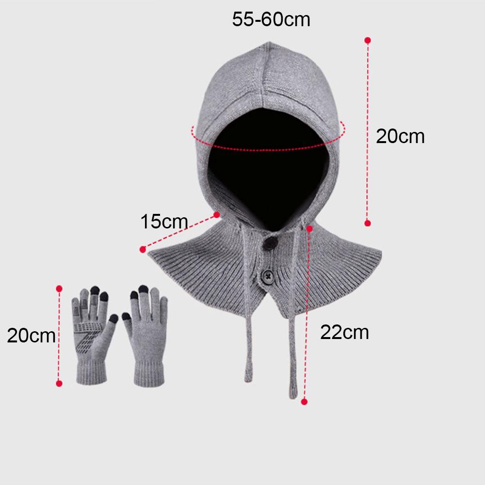Woolen Knitted Gloves All-in-one Winter Warm Set Simple Balaclava Winter Warm Hat Men and Women