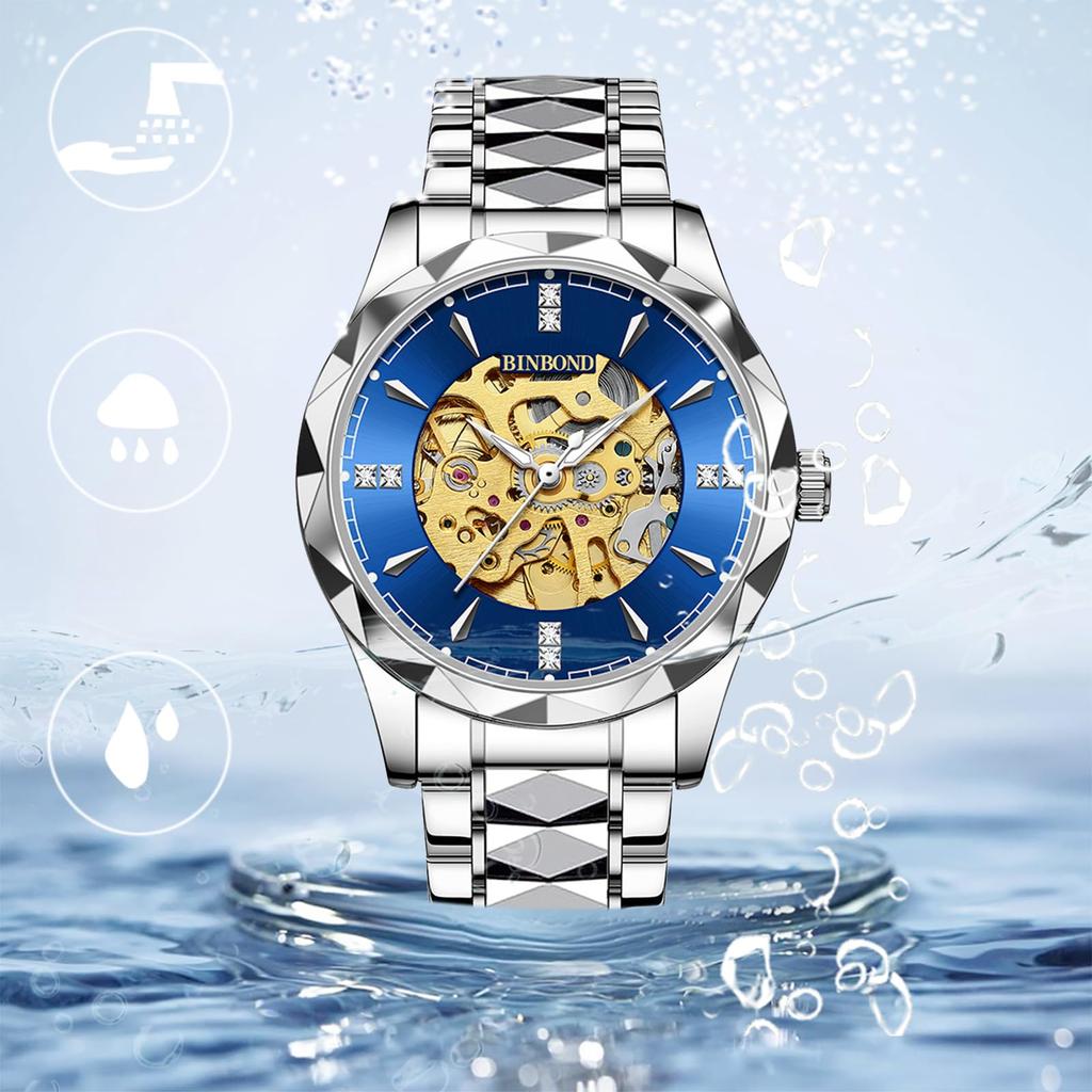 Automatic Skeleton 3ATM Waterproof Luminous Analog Stainless Steel Simple Stylish Casual Business Fashion Accessories Birthday Anniversary Christmas