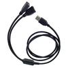 Кабель-удлинитель USB 2.0 2 в 1 с одним штекером на два гнезда, кабель для передачи данных USB, адаптер для зарядки, черный, длина 25 см 50 см 80 см