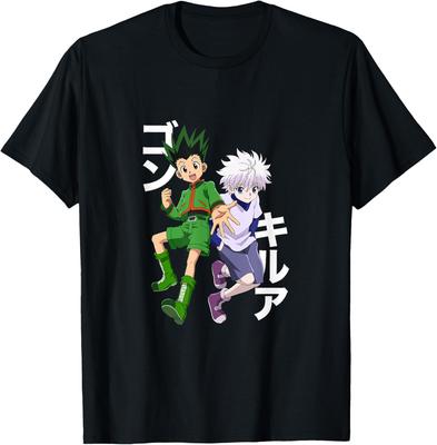 Футболка Hunter X Hunter Гон и Киллуа Японское аниме Мультфильм Унисекс Летняя Уличная Одежда Топы С индивидуальной печатью Графические футболки