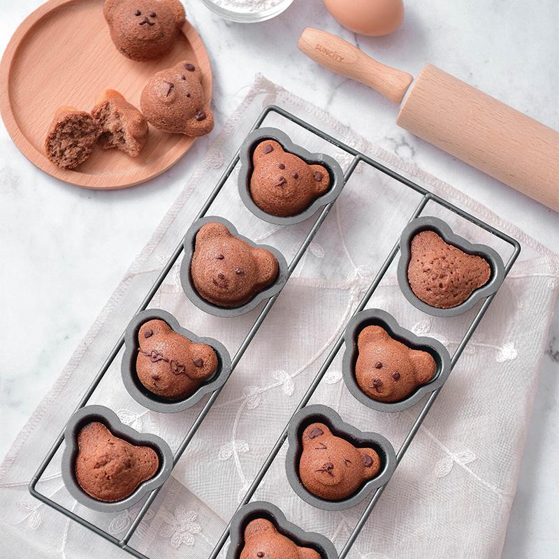 Chiyoda 8-Cavi Cartoon Panda Madeleine Baking Tray 3D Bear Cake Mold Chinese Sle Pure Color Kitchen Baking Utensils