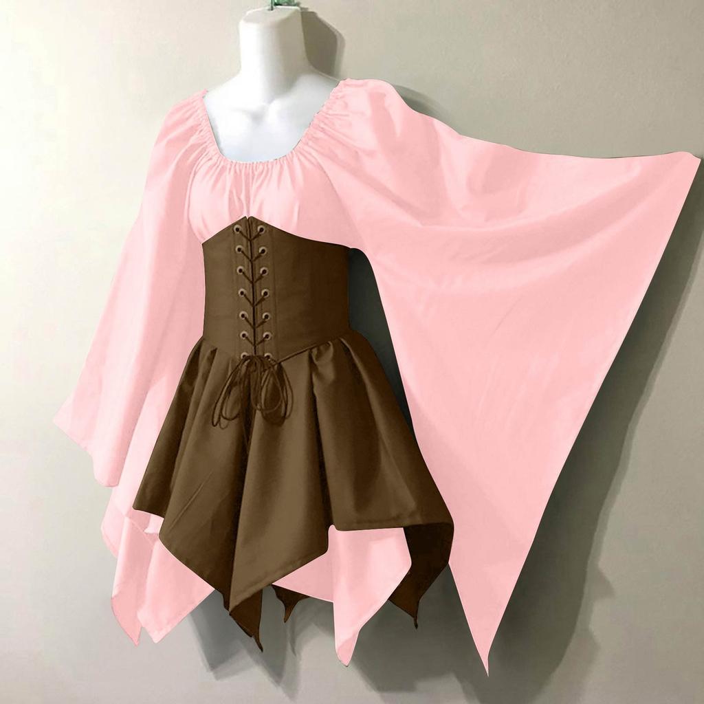 Women Fashion Long Sleeve Vintage Dress Cosplay Party Evening Night Formal Dress